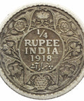 1918 Quarter Rupee Coin British India George V silver Coin Calcutta Mint