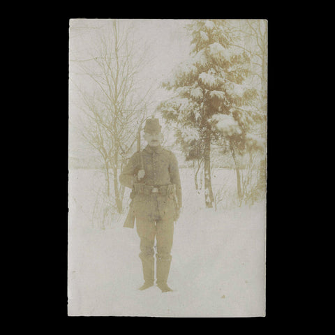 1918 World War I Winter Military Germany Soldier Photo WW1 Postcard
