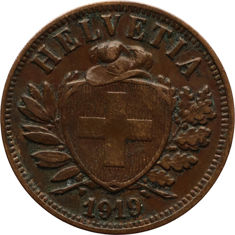 1919 2 Rappen Switzerland Coin Bern Mint