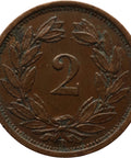 1919 2 Rappen Switzerland Coin Bern Mint