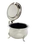 1919 Antique George V Era Sterling Silver Mustard Pot with Blue Glass Liner Silversmiths Oldfield Ltd Birmingham Hallmarks