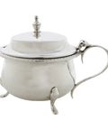 1919 Antique George V Era Sterling Silver Mustard Pot with Blue Glass Liner Silversmiths Oldfield Ltd Birmingham Hallmarks