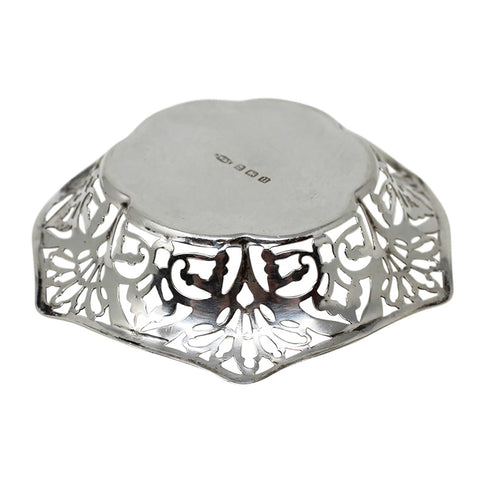 1919 Antique George V Era Sterling Silver Pierced Bonbon Dish Silversmith Johnson, Walker & Tolhurst Birmingham Hallmarks