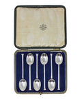 1919 Antique Set Six Tea Spoons with original Case Silversmith Cooper Brothers & Sons Sheffield Hallmarks