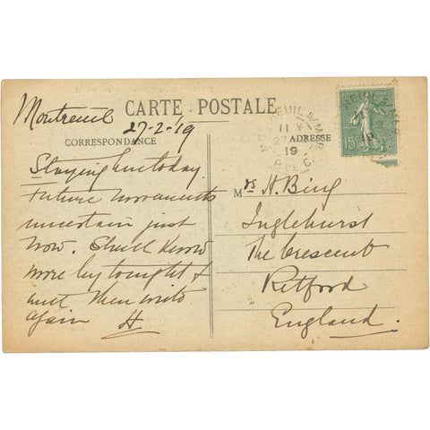 1919 Montreuil - sur - Mer, France – Place de Darnétal – Postcard