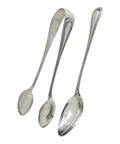 1920 Antique George V Era Set Six Sterling Silver Tea Spoons and Sugar Tongs with Box Silversmith A J Bailey Birmingham Hallmarks