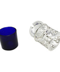 1920 Antique George V Era Sterling Silver Pierced Mustard Pot with Blue Glass Liner Silversmiths E S Barnsley & Co (Edward Souter Barnsley) Birmingham Hallmarks