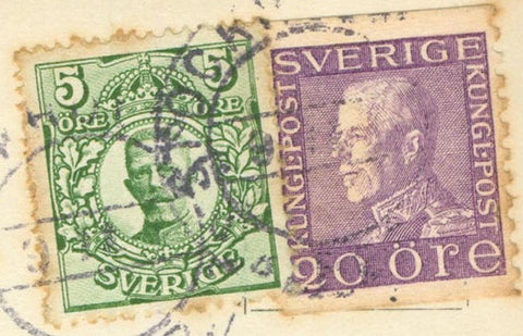 1921 20 Öre Stamp Stockholm, Sweden – Stockholm från aeroplan – Postcard