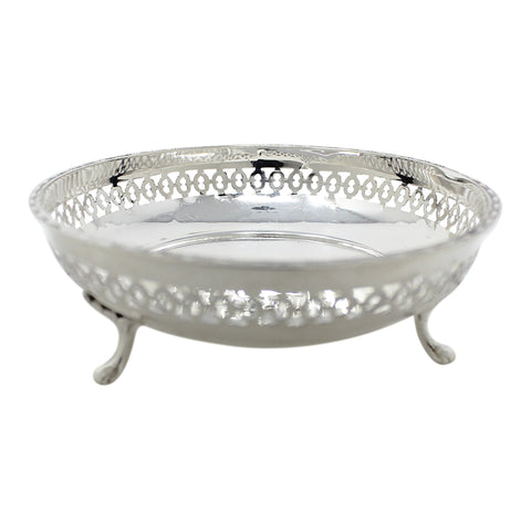 1921 Antique George V Era Sterling Silver Pierced Dish Silversmith Ernest Druiff & Co Birmingham Hallmarks