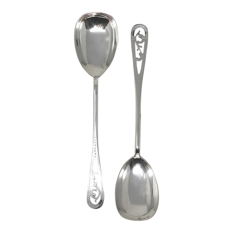 1921 Antique George V Era Sterling Silver Two Spoons with original Case Silversmith Lee & Wigfull (Henry Wigfull) Sheffield Hallmarks