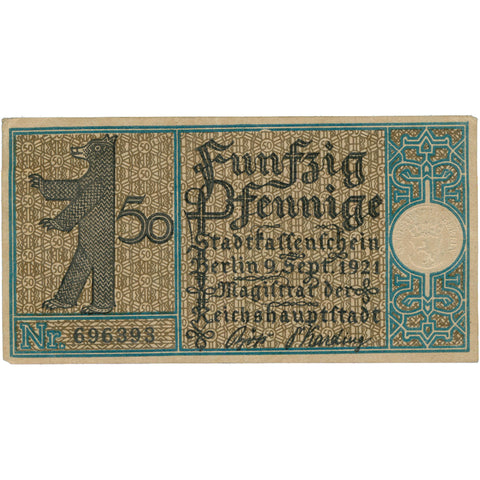 1921 Germany 50 Pfennig Notgeld (Berlin Charlottenburg)
