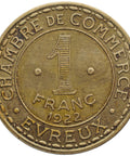 1922 1 Franc Chambre de Commerce d’Evreux Coin