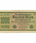 1922 1000 Mark Banknote Germany Weimar Republic