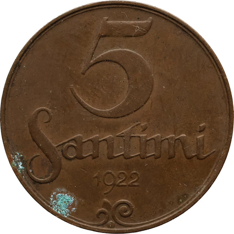 1922 5 Santimi Latvia Coin with Mint Name