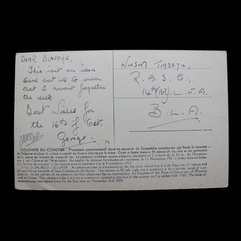 1922 Brussels Congress Column Postcard Belgium