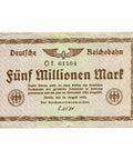 1923 5 Million Mark Banknote Germany Weimar Republic