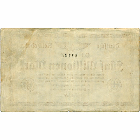 1923 5 Million Mark Banknote Germany Weimar Republic