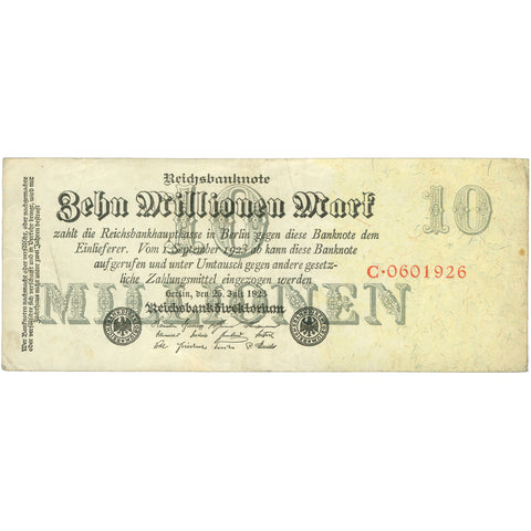 1923 Germany 10 Million Mark Banknote