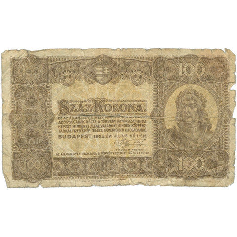 1923 Hungary 100 Korona Banknote