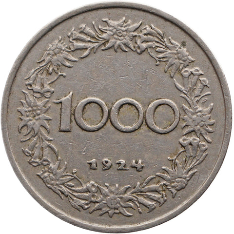 1924 1000 Kronen Austria Coin