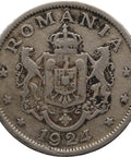 1924 2 Lei Romania Coin Ferdinand I Brussels Mint