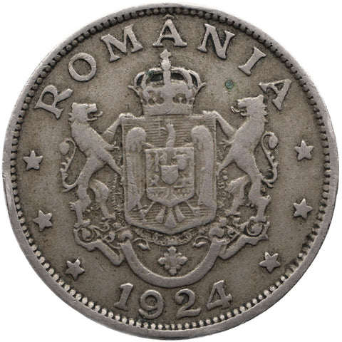 1924 2 Lei Romania Coin Ferdinand I Poissy Mint