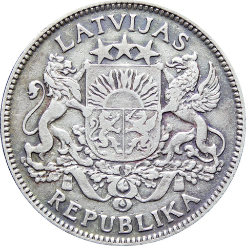 1924 Latvia One Lats Silver Coin