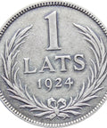 1924 Latvia One Lats Silver Coin
