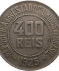 1925 400 Reis Brazil Coin Mint Rio de Janeiro