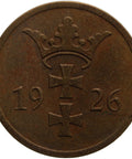 1926 2 Pfennig Coin Free city of Danzig