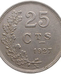 1927 25 Centimes Luxembourg Coin Charlotte