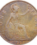 1927 One Penny George V United Kingdom Coin