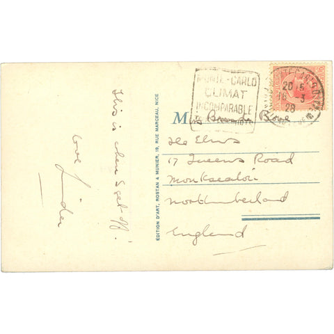 1928 Monte Carlo, Monaco – The Casino (South Side) – Postcard