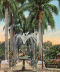 1930s Havana Fuente en el Parque Colon. Fountain in Colon Park Postcard