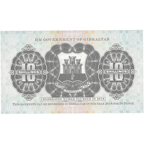 1934 10 Shilling Banknote issued 2018 World Tourism Year 50 Pence