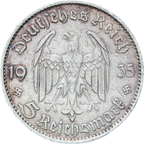 1935-G Germany 5 Mark Silver Coin Potsdam Church