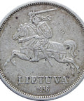 1936 Lithuania 5 Litai Silver Coin Jonas Basanavičius