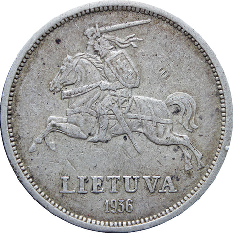 1936 Lithuania 5 Litai Silver Coin Jonas Basanavičius