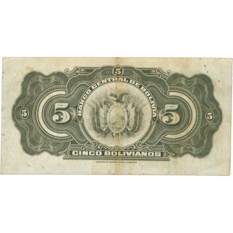 1936 Bolivia 5 Bolivianos Banknote