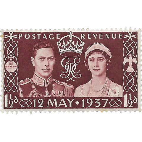 1937 1 and Half Penny King George VI and Queen Elizabeth Stamp United Kingdom Coronation