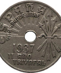 1937 25 Centimos Spain Coin