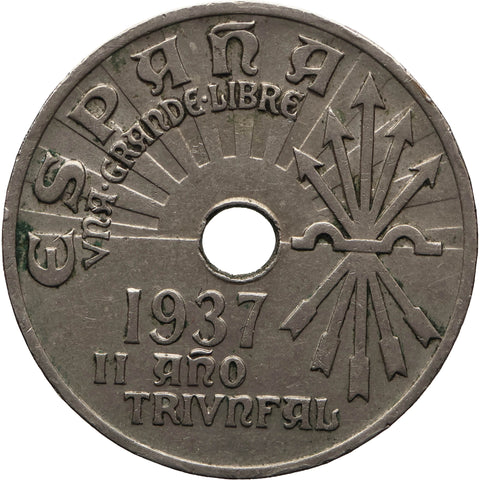 1937 25 Centimos Spain Coin