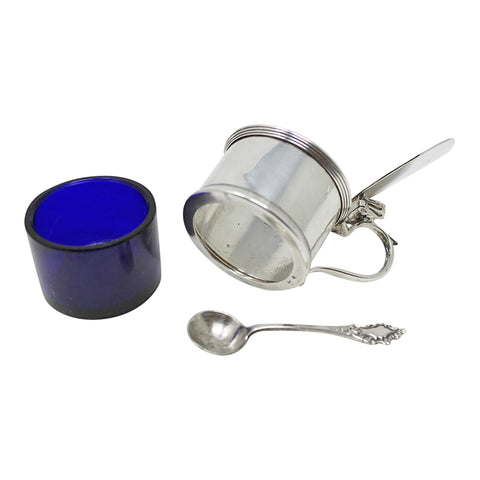 1937 Sterling Silver Mustard Pot and Spoon Silversmiths S. Blanckensee & Son Ltd Birmingham Hallmarks