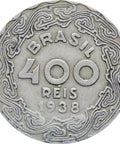 1938 Brazil 400 Reis Coin Getúlio Dornelles Vargas