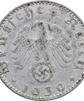 1939 J Germany 50 Reichspfennig Coin