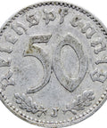 1939 J Germany 50 Reichspfennig Coin