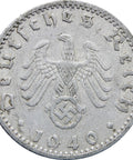 1940 F Germany 50 Reichspfennig Coin