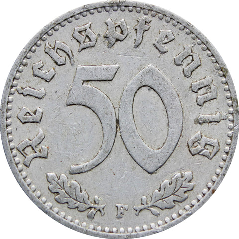 1940 F Germany 50 Reichspfennig Coin