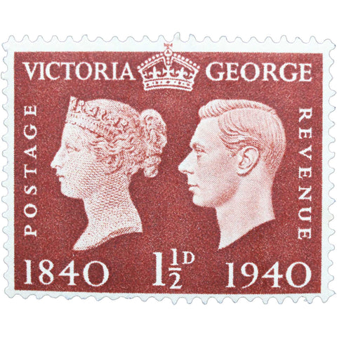 1940 Stamp United Kingdom King George VI 1 and half d - British Penny Centenary