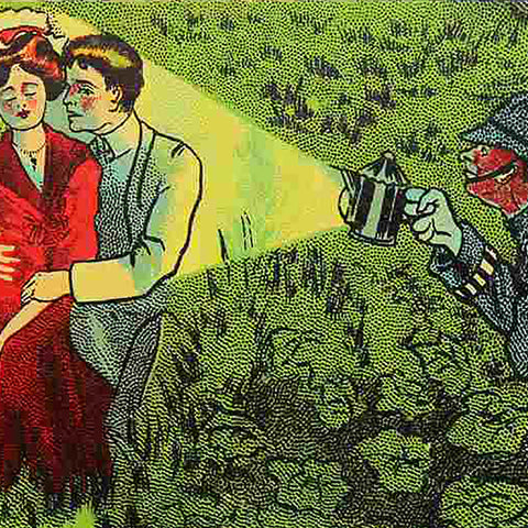 1940’s Vintage Comic Postcard “You were just going to kiss her, weren’t you no. Well I will, if you’ll hold my lamp”